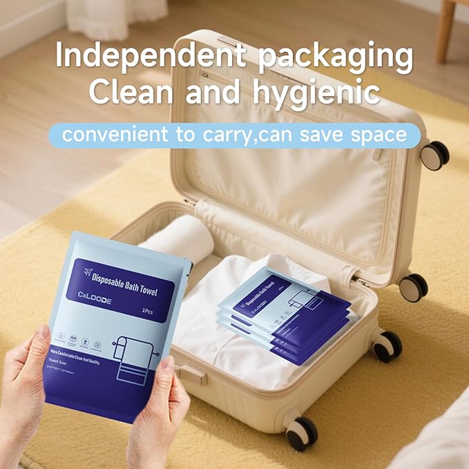 10 PCS Disposable Bath Towels, Large Disposable Towel Tablets Disposable Towels Portable Thick Paper Towel Reusable Suitable for Hiking Camping Sports Swimming and Traveling, 55.1 x 27.5 Inches