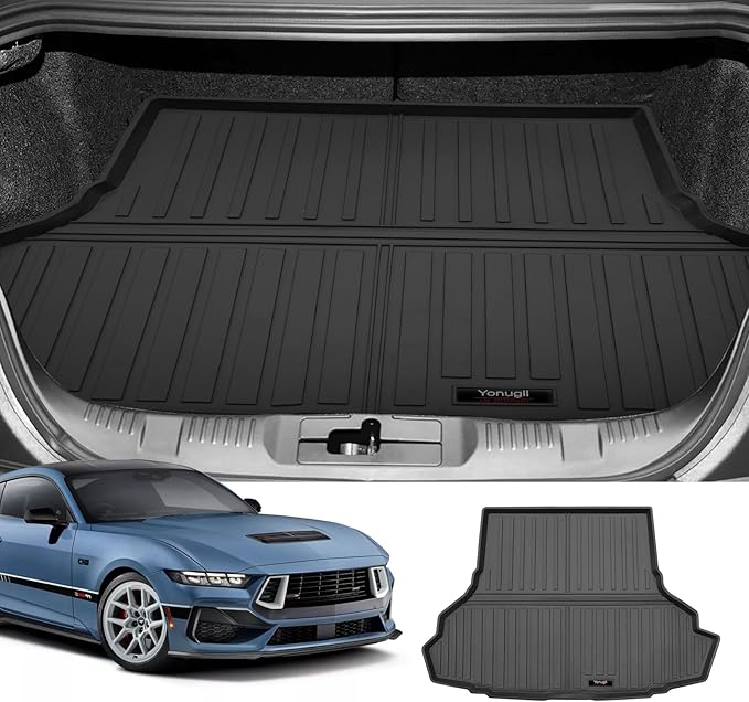 Custom for 2015-2026 Ford Mustang Coupe Cargo Mats Trunk Liner All Weather TPE Protection Mat Accessories (Fit Without Subwoofer in Cargo Area)(Not for Mach-E)
