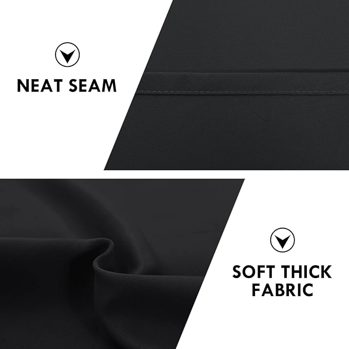 DWCN Blackout Curtains for Living Room Thermal Insulated, Energy Saving & Noise Reducing Bedroom Curtains, Black, W 52x L 36 Inch, Set of 2 Rod Pocket Curtain Panels