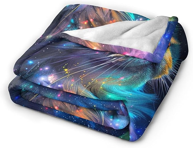 Fantasy Cat Throw Blanket - Gifts and Decor for Girls, Women, Boys, Men - Soft Warm Cozy Fleece for Couch, Sofa, Bed 60"x50"