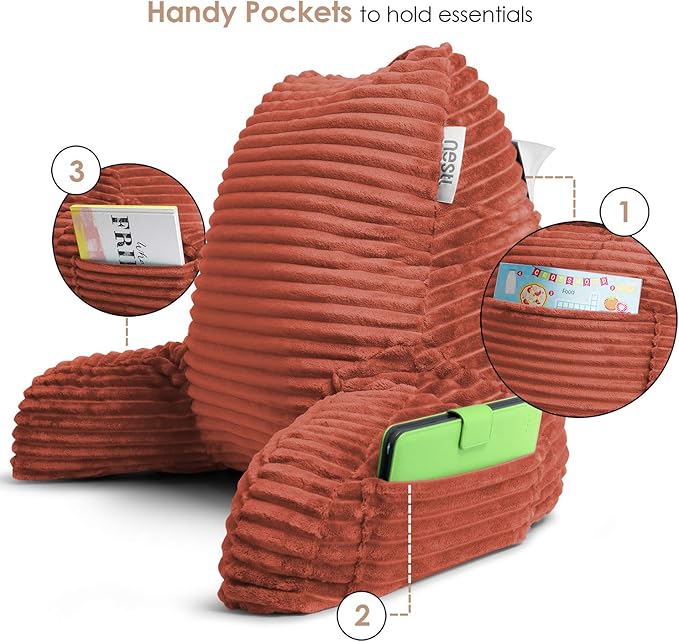 Hearth & Harbor Reading Pillow for Bed Adult – Back Pillow for Sitting in Bed, Standard Bed Pillows for Sitting Up in Bed, Foam Bed Chair Pillow, Misty Bed Rest Pillow