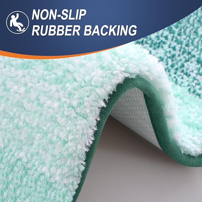 OLANLY Luxury Toilet Rugs U-Shaped 24x20, Extra Soft and Absorbent Microfiber Bathroom Rugs, Non-Slip Plush Shaggy Bath Mat, Machine Wash Dry, Contour Bathroom Mats for Toilet Base, Blackish Green