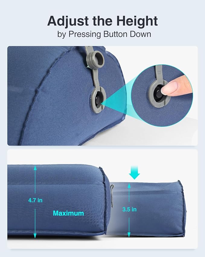 Luxtude Inflatable Bolster Pillow for Legs, Half Moon Pillow Under Knee Pillow for Back Sleeping, Leg Pillows for Side Sleeping, Leg Elevation Pillows for Knee Support, Lumbar, Ankle or Foot