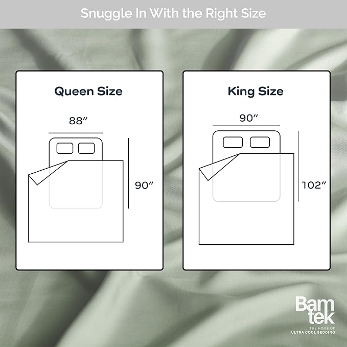 Duvet Cover Set - 100% Viscose Derived from Bamboo Duvet Cover King Size, 3 PC Luxury Cooling Duvet Cover for Hot Sleepers, Silky Buttery Soft Comforter Cover & 2 PC King Pillowcases, Sage