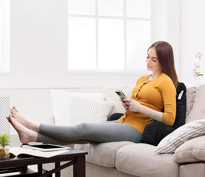 Nestl Reading Pillow for Kids & Teens with Shredded Memory Foam, Backrest Pillows for Reading, Watching, and Gaming, Use on The Couch, Bed, or Floor, Adjustable Support with Washable Cover Black