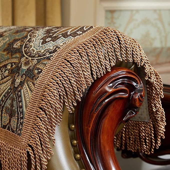 LUFEIJIASHI Luxury Couch Arm Covers, Washable Armrest Protectors for Leather Sofa, Anti Slip Recliner Chair Arm Covers Set of 2 (FLKF-Coffee)