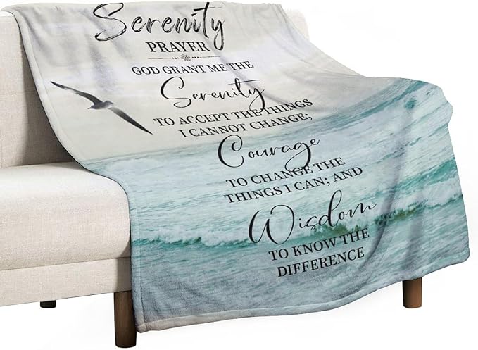 Serenity Prayer Blanket Christian Gifts for Women & Men Religious Throw Blanket Christian Blanket Bible Verse Blanket for Kids Adults Soft Warm Cozy Fleece Blanket for Couch Sofa Bed 50"x60"