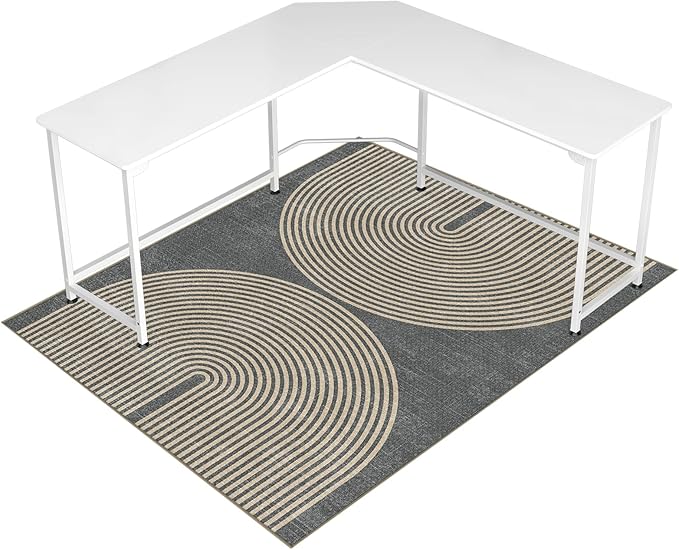 Office Chair Mat for Hardwood Floor&Tile Floor,48"X 60" Heavy Duty Desk Chair Mat for Hard Floors,Under Desk Rug for Rolling Computer Chair,Anti Slip,Low Pile Carpet Floor-Geo Grey