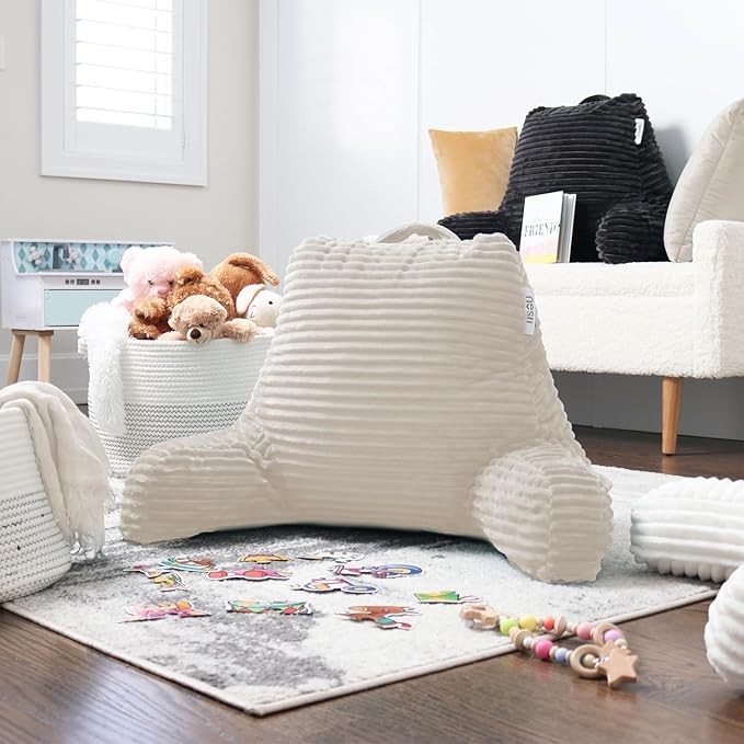 Hearth & Harbor Reading Pillow for Bed Adult – Back Pillow for Sitting in Bed, Standard Bed Pillows for Sitting Up in Bed, Foam Bed Chair Pillow, Linen Bed Rest Pillow