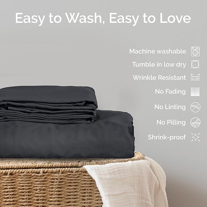 Duvet Cover Set - 100% Viscose Derived from Bamboo Duvet Cover Queen Size, 3 PC Luxury Cooling Duvet Cover for Hot Sleepers, Buttery Soft Comforter Cover & 2 PC Queen Pillowcases, Charcoal