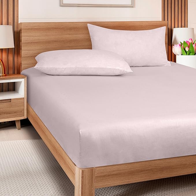 ROYALE LINENS 300 Thread Count 100% Long Staple Combed Cotton Fitted Sheet California King - Super Soft Deep Pocket Bottom Sheet - Fitted Sheets Only - Elastic Sheets (Cal King, Lavender)