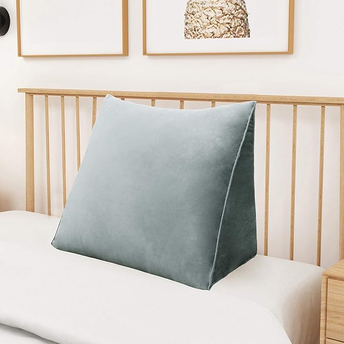 Wedge Headboard Pillow Dorm Room Reading Pillow Back Support for Sitting Up in Bed Bolster Lumbar Cushion Body Positioning Bedrest (Light Gray, 24x8x20 in)