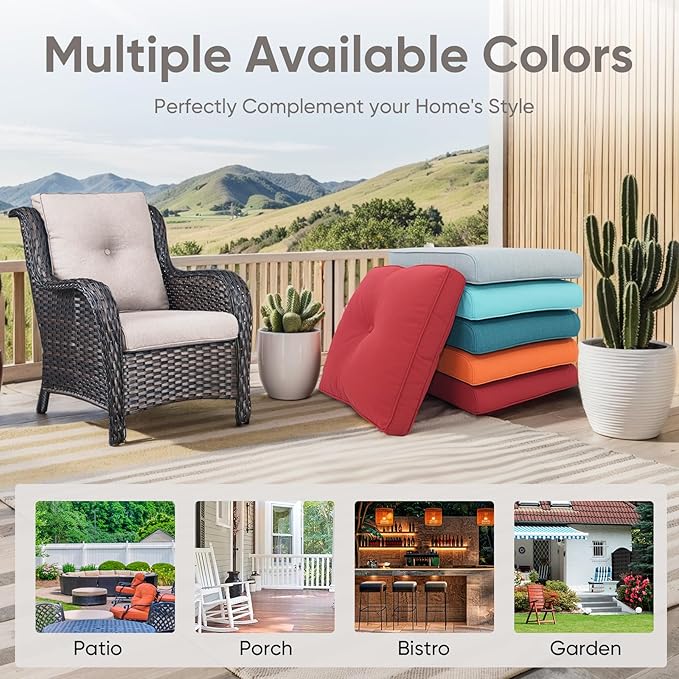 10-Piece Outdoor Patio Cushion Set - Fade & Water Resistant with Removable Olefin Cover, 22x24x4 Inch Memory Foam Cushions for Wicker Sectional Sofa – Beige/Buckle