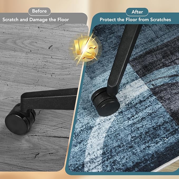 Office Chair Mat for Hardwood Floor&Tile Floor,36"X 48" Heavy Duty Desk Chair Mat for Hard Floors,Under Desk Rug for Rolling Computer Chair,Anti Slip,Low Pile Carpet Floor-Geo Blue Gray