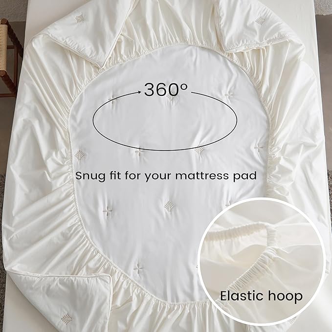 Simple&Opulence Cooling Quilted Mattress Pad – Fitted Sheet Mattress Protector Cover with Elastic Corners, Soft & Breathable, 16 Inch Deep Pocket (Cream Khaki,Twin)