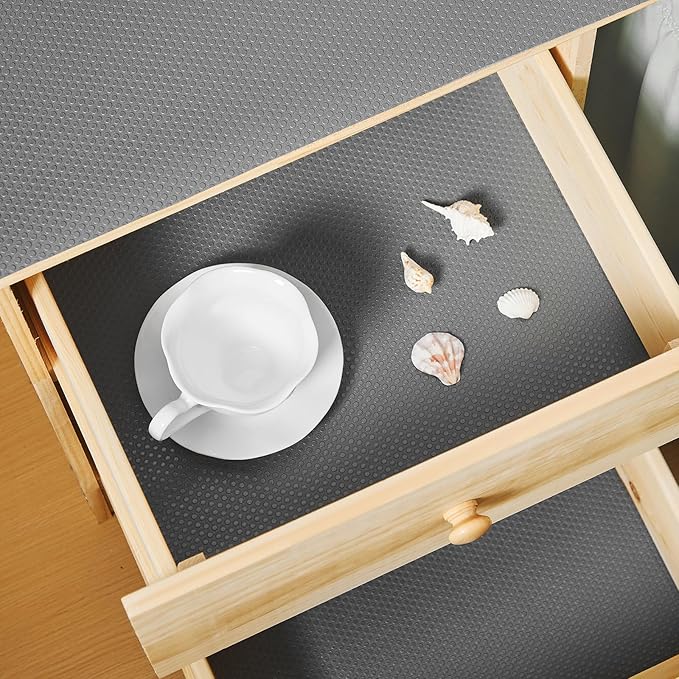 100% EVA Shelf Liner for Kitchen Cabinet, 12" x 360" Drawer Liners Non Adhesive Non Slip Waterproof Plastic Paper, Dresser Pantry Bathroom Refrigerator Protector, Grey