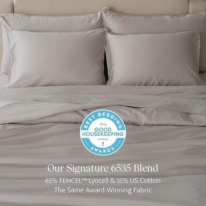 Double Stitch Cotton Tencel Duvet Cover - King Size Comforter Cover, Luxury & Soft Eucalyptus Lyocell Bedding Set for Hot Sleepers, Cooling & Breathable, Button Closure, Winter Sky, 106"x90"