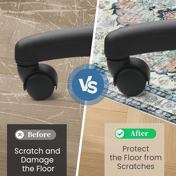 Office Chair Mat for Hardwood Floor&Tile Floor,36"X 48" Heavy Duty Desk Chair Mat for Hard Floors,Under Desk Rug for Rolling Computer Chair,Anti Slip,Low Pile Carpet Floor-Blue Flower