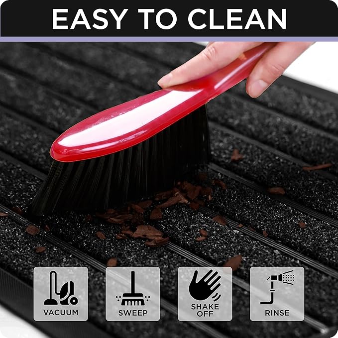 ubdyo Extra Durable Door Mat - Dirt Trapping Outdoor Welcome Mats - Non-Slip Outdoor Indoor Entrance - Low Profile Front Doormat (30" x 17", Bright Black)