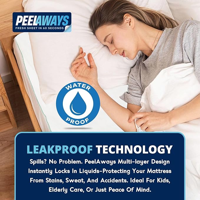 Peelaways Waterproof Disposable Bed Sheets – As Seen On Shark Tank | 3-Layer Absorbent Wellness Sheets for Elderly, Homecare, Hospital Use and Travel
