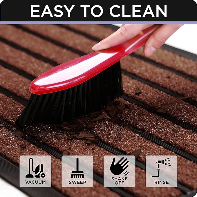 ubdyo Extra Durable Door Mat - Dirt Trapping Outdoor Welcome Mats - Non-Slip Outdoor Indoor Entrance - Low Profile Front Doormat (30" x 17", Bright Burgundy)