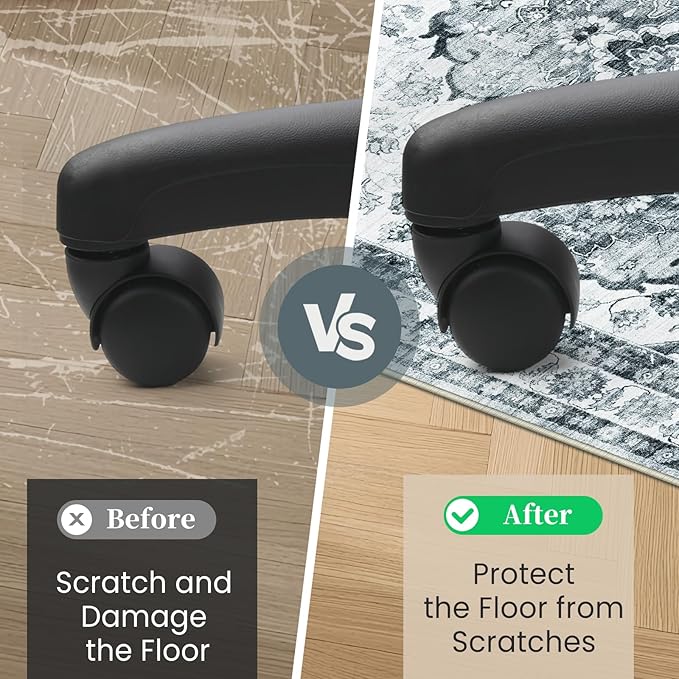 Office Chair Mat for Hardwood Floor&Tile Floor,36"X 48" Heavy Duty Desk Chair Mat for Hard Floors,Under Desk Rug for Rolling Computer Chair,Anti Slip,Low Pile Carpet Floor-Grey Flower