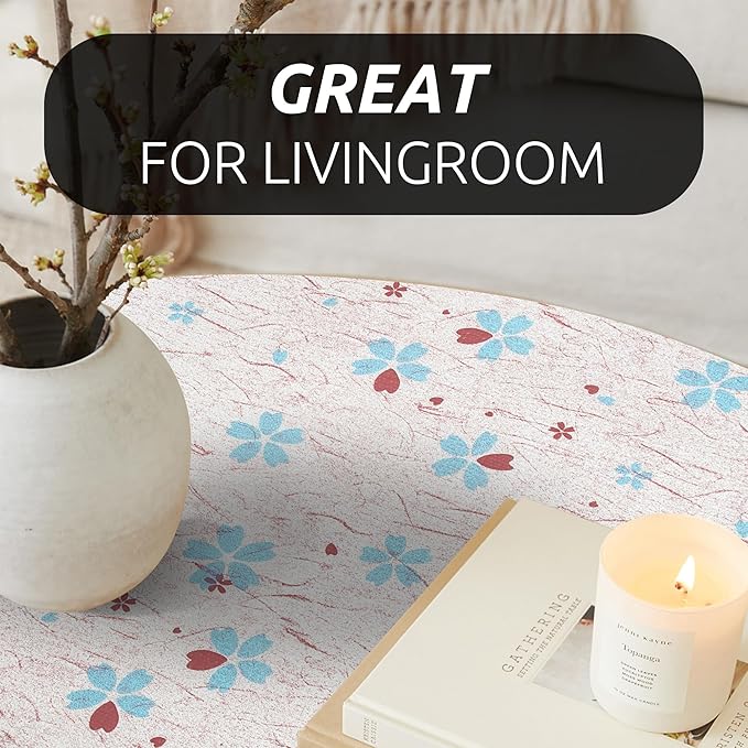 RAY STAR 12X120 Inch Shelf Liner for Kitchen Cabinets, Non-Adhesive Cabinet Liner Washable, PVC Drawer Liner for Dresser Non-Slip Bathroom (Blue-Floral)(5 Roll)