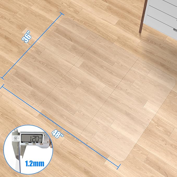 Heavy Duty Crystal Clear Office Chair Mat for Hardwood & Carpet Floors,48'' x 36'' - Upgraded Tri-Fold Transparent Desk Chair Mat for Office Home