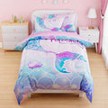 SANDJEST Mermaid Duvet Cover Sets Twin Size for Kids Girls, Include 1 Polyester Comforter Cover 68x86 Inches and 1 Pillowcase 20x26 Inches, Comforter Not Included, Gift for Christmas Birthday