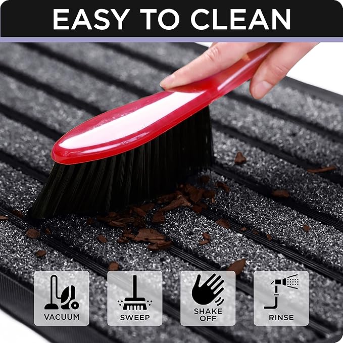 ubdyo Door Mat Outside Entrance - Dirt Trapping Outdoor Welcome Mats - Non-Slip Outdoor Indoor Entrance - Low Profile Front Doormat (30" x 17", Bright Grey)