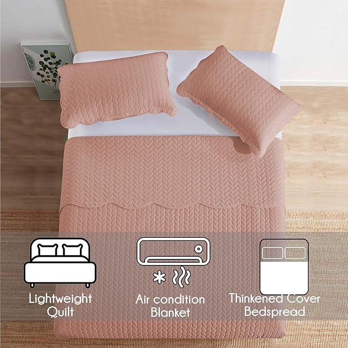 IR Imperial Rooms Twin Quilt Bedding Set (68” x 86”) - Bulk Pack of 10 Wholesale for Hotels, Guest Bedroom & Airbnbs - Lightweight Microfiber Reversible Embossed Quilts Bedspreads (Peach)