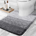 OLANLY Luxury Toilet Rugs U-Shaped 24x20, Extra Soft and Absorbent Microfiber Bathroom Rugs, Non-Slip Plush Shaggy Bath Mat, Machine Wash Dry, Contour Bathroom Mats for Toilet Base, Grey