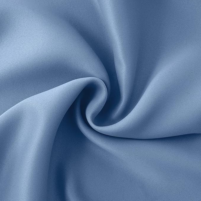 BGment Short Blackout Curtains for Bedroom 48 Inches Long - Thermal Insulated Room Darkening Curtain for Kitchen, Denim Blue, 42 x 48 Inch, 2 Panels