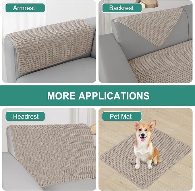 Foxdecor Couch Arm Covers Sofa Arm Covers, Arm Chair Covers Set of 2, Non-Slip Chair Arm Covers, Arm Rest Cover for Sofa, Armchair Slipcovers Couch Protector (Brown 26x26 inch)