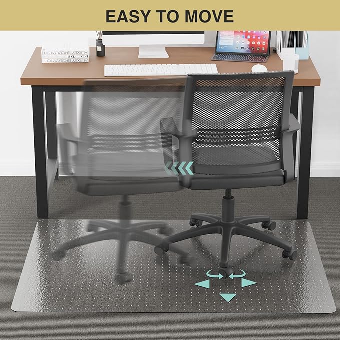 50”x 60”Carpet Floor Mat for Office Chair, Clear Desk Chair Floor Mat for Carpet for Medium/Low Pile, HeavyDuty Chair Mats for Carpeted Floors, Studded Desk Mat for Carpets for Homes and Offices