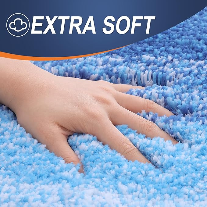 OLANLY Bathroom Runner Rugs 59x20, Extra Soft Absorbent Microfiber Bath Rugs, Rubber Backing, Quick Dry, Washable Bath Mats for Bathroom Floor, Tub and Shower, Home Decor Accessories, Light Royal Blue