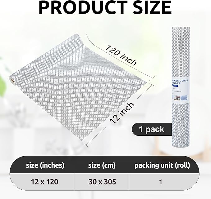RAY STAR 12X120 Inch Shelf Liner for Kitchen Cabinets, Non-Adhesive Cabinet Liner Washable, PVC Drawer Liner for Dresser Non-Slip Bathroom (Black Circle)(1 Roll)