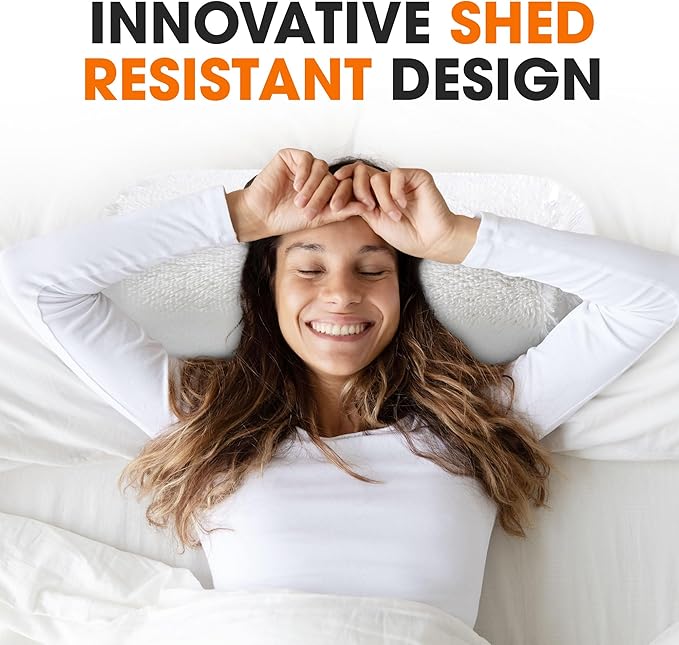 Cheer Collection Bolster Pillow. Set of 2 Shaggy Bolster Pillows, Decorative Cylinder Pillows for Bed & Couch, Round Neck Roll Pillow, Plush Tube Pillow for Lumbar, Head, Spine Support, White