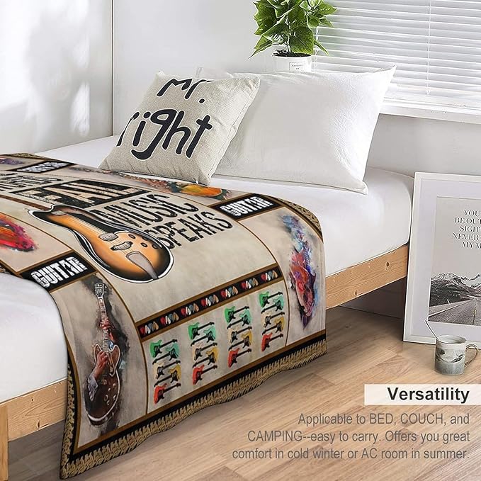 Guitar Blanket Guitar Gifts for Boys Men Music Throw Blanket for Kids Adults Soft Warm Cozy Fleece Blanket for Couch Sofa Bed 40"x50"