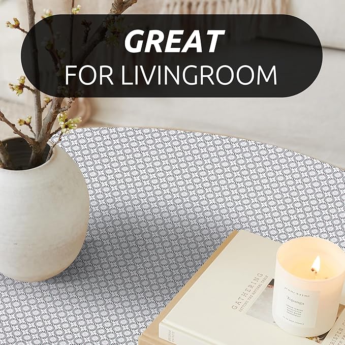 RAY STAR 12X120 Inch Shelf Liner for Kitchen Cabinets, Non-Adhesive Cabinet Liner Washable, PVC Drawer Liner for Dresser Non-Slip Bathroom (Black Circle)(1 Roll)