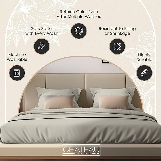 100% Cotton Sheets King Size Sheets Set, 15" Deep Pocket King Sheet Set, Soft Sateen Weave Luxury Hotel Sheets, Naturally Cool Long Staple Organic Cotton, No Pilling & Shrink - Silver