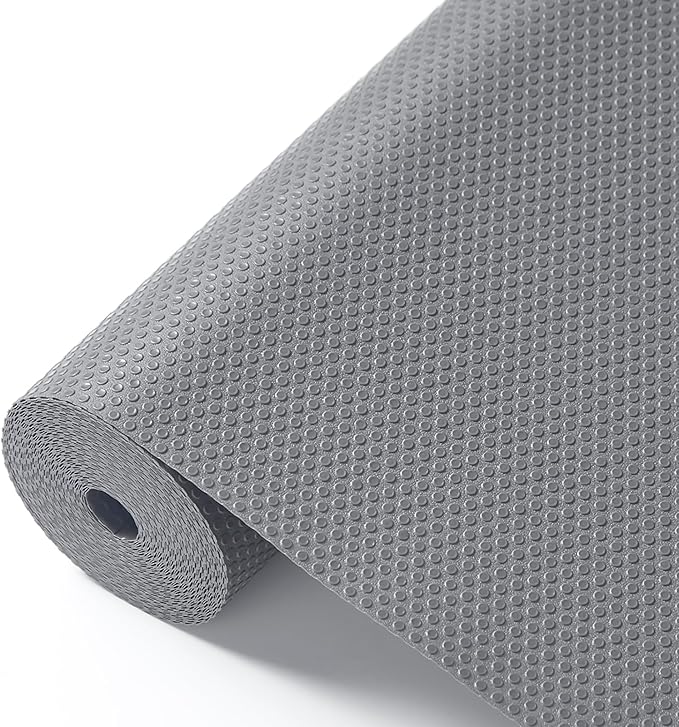 100% EVA Shelf Liner for Kitchen Cabinet, 12" x 360" Drawer Liners Non Adhesive Non Slip Waterproof Plastic Paper, Dresser Pantry Bathroom Refrigerator Protector, Grey