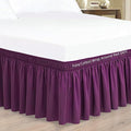Purple Wrap Around Bed Skirts with 16" Drop - Three Sides Fabric Adjustable Elastic Dust Ruffle Silky Soft -600 TC Stretchy Bed Skirt-Olympic Queen(66"X 80") Purple