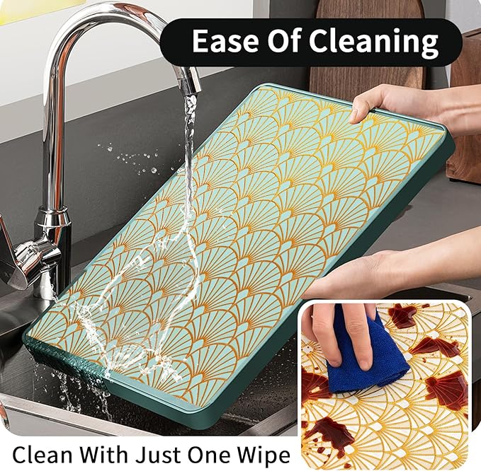 3D Drawer and Shelf Liner for Kitchen Cabinet: 12 in X 30 Ft Waterproof Shelf Paper Non Adhesive Refrigerator Liners Golden Ginkgo Leaf Easy Liners for Bathroom with Knife Tape Measure