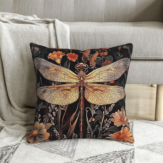 William Morris Abstract Vintage Floral Dragonfly Design 18x18 inches Throw Pillow Covers Square Pillowcases Decor for Bed Couch Sofa Living Room Cushion Covers