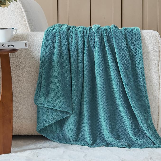 NEWCOSPLAY Super Soft King Blanket Dark Blue Premium Silky Flannel Fleece Leaves Pattern Lightweight Bed Blanket All Season Use (Dark Blue, King(90"x110"))