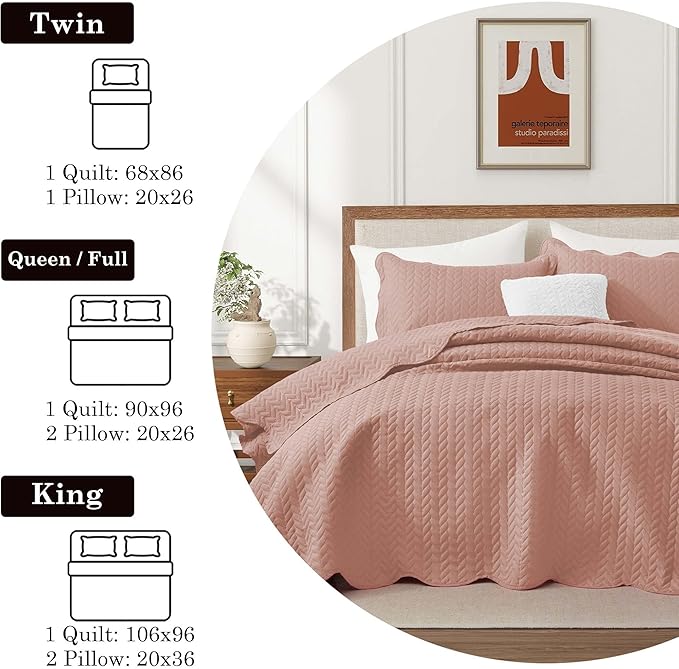 IR Imperial Rooms Twin Quilt Bedding Set (68” x 86”) - Bulk Pack of 10 Wholesale for Hotels, Guest Bedroom & Airbnbs - Lightweight Microfiber Reversible Embossed Quilts Bedspreads (Peach)