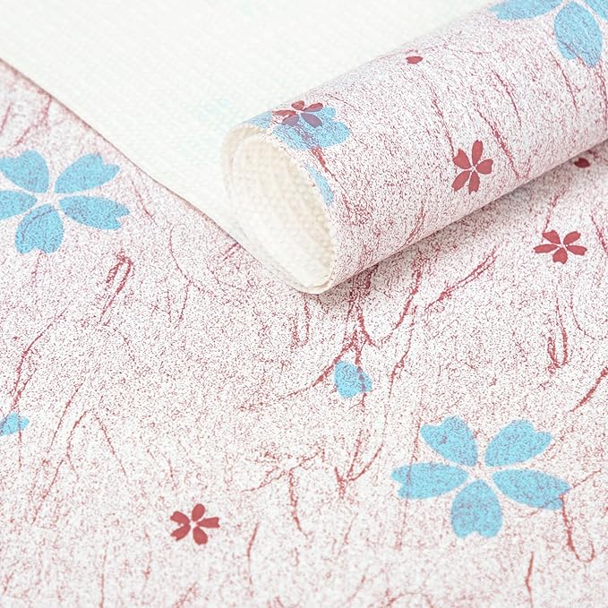 RAY STAR 12X120 Inch Shelf Liner for Kitchen Cabinets, Non-Adhesive Cabinet Liner Washable, PVC Drawer Liner for Dresser Non-Slip Bathroom (Blue-Floral)(5 Roll)