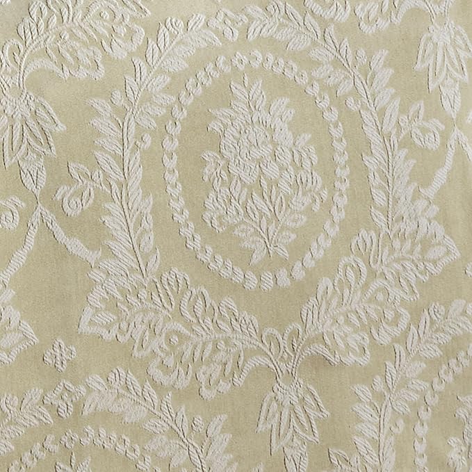 Timeless Vintage Style Bedding with Fringe Edges | Neutral Sage and Ecru | Textured Matelasse Rose Medallions and Leaves | 5-Pc Lightweight Bed Set: Oversized Full Bedspread & 4 Standard Pillow Shams