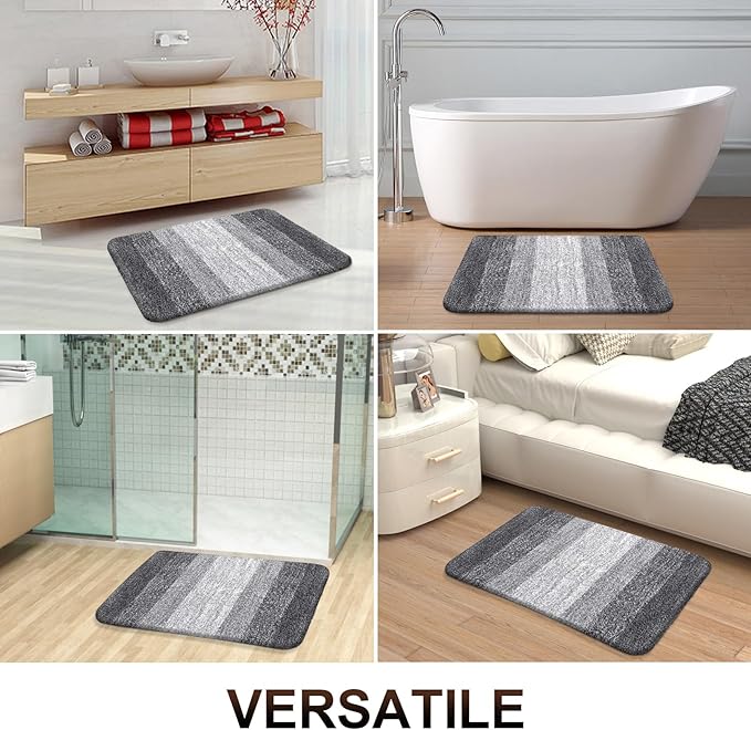 OLANLY Bathroom Rugs Mat 24x16, Extra Soft Absorbent Microfiber Bath Rugs, Rubber Backing, Quick Dry, Machine Washable Bath Mats for Bathroom Floor, Tub and Shower, Home Decor Accessories, Grey